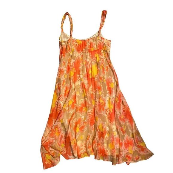 Diane Von Furstenberg Floral Silk Dress Penny Yellow Orange Ruffle Sundress Sz 8 - Picture 7 of 10